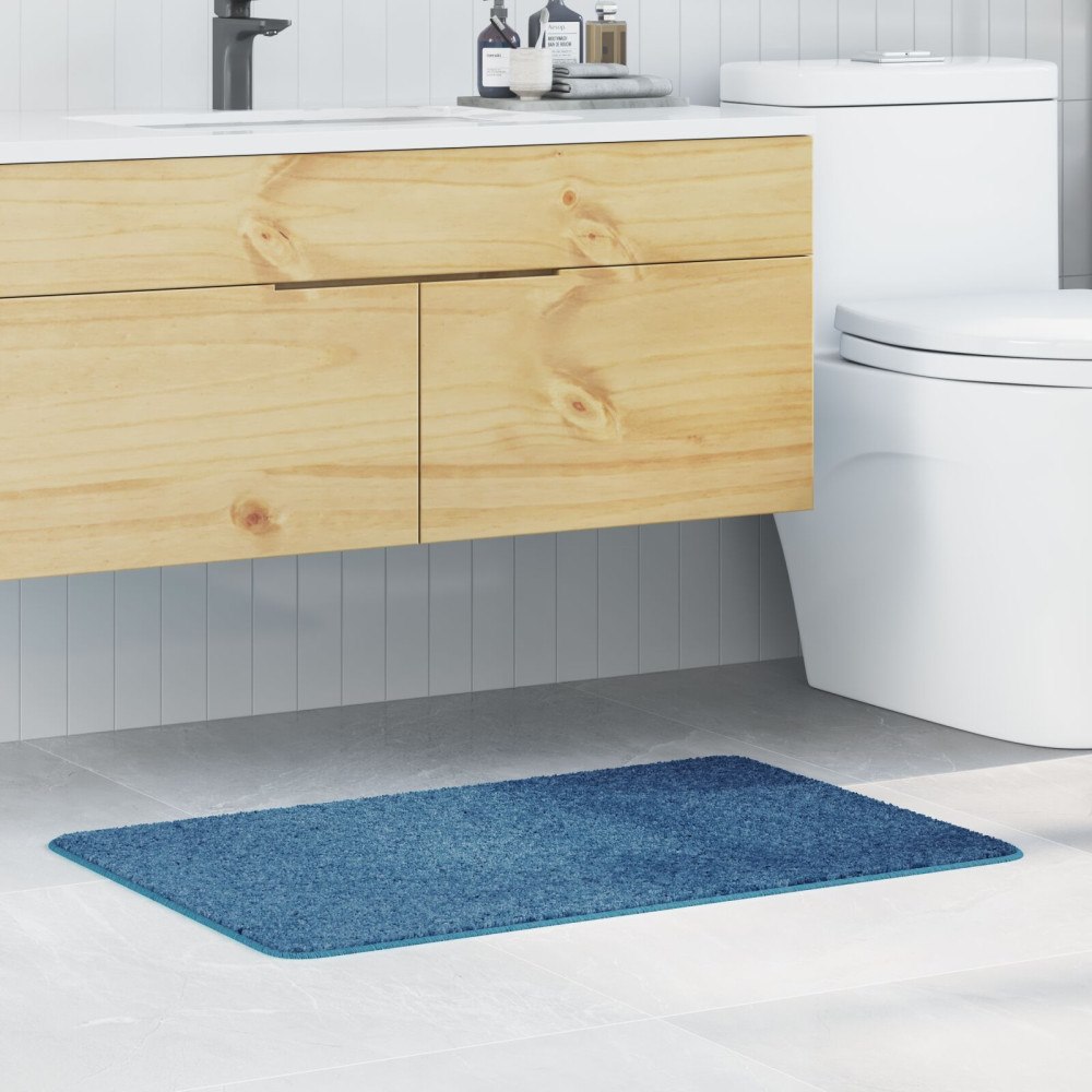 vidaXL Badrumsmatta Rektangulär Blå 60x90 cm Polypropylen Halkfri