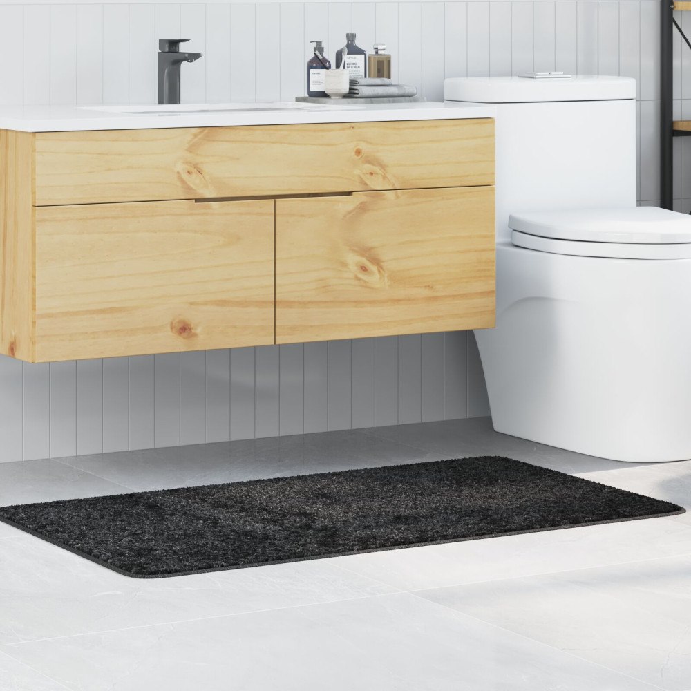 vidaXL Badrumsmatta Rektangulär Mörkgrå 70x120 cm Polypropylen Rutschfri