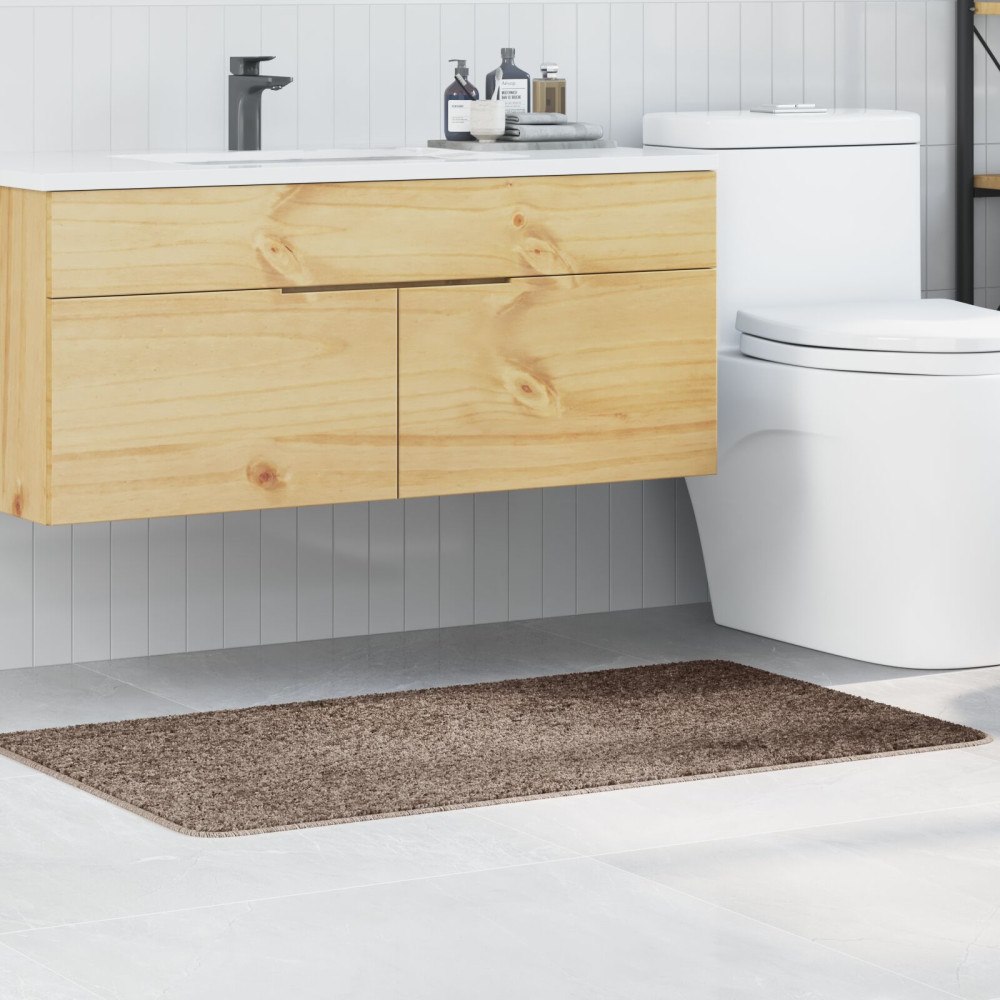 vidaXL Badrumsmatta Rektangulär Brun 70x120 cm Polypropylen Halkfri
