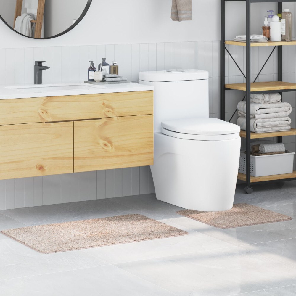 vidaXL 2-delad badmatta set Grädde Polypropylen Halkfri