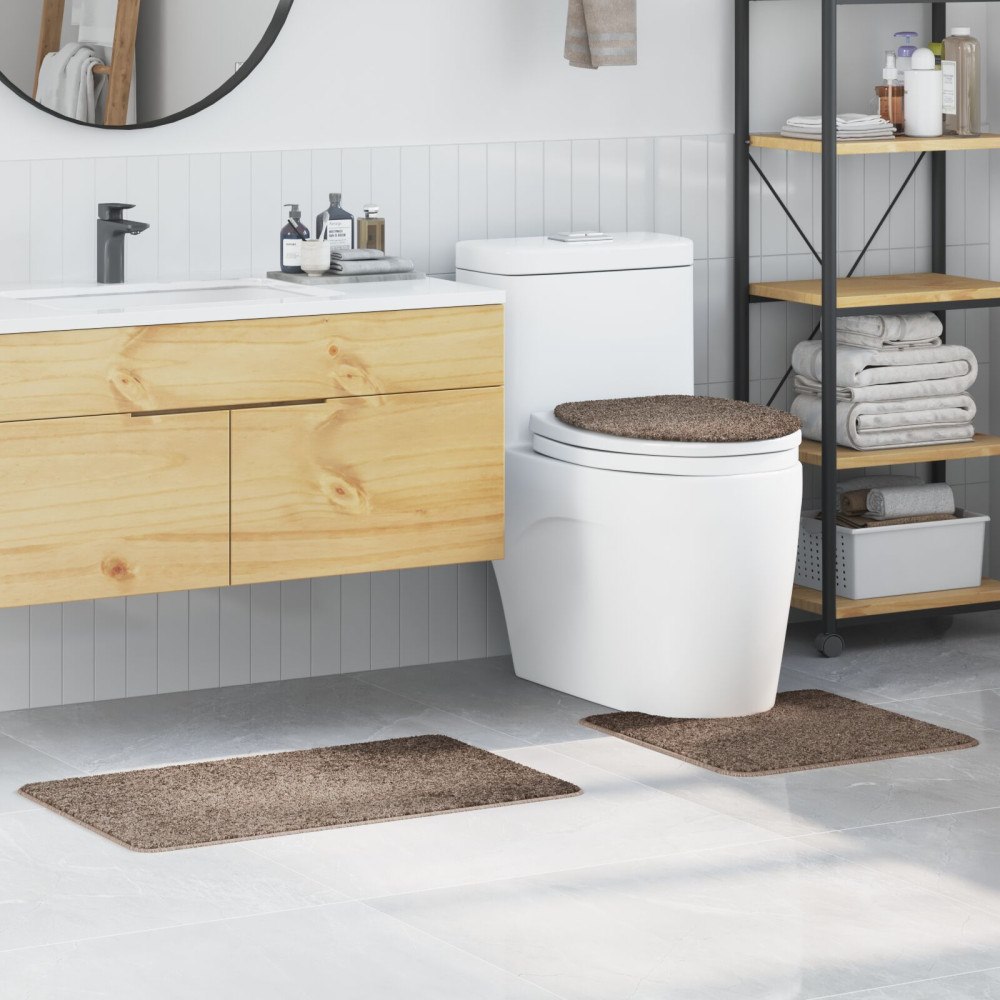 vidaXL 3-delars badrumsmatteset brun polypropylen halkfri