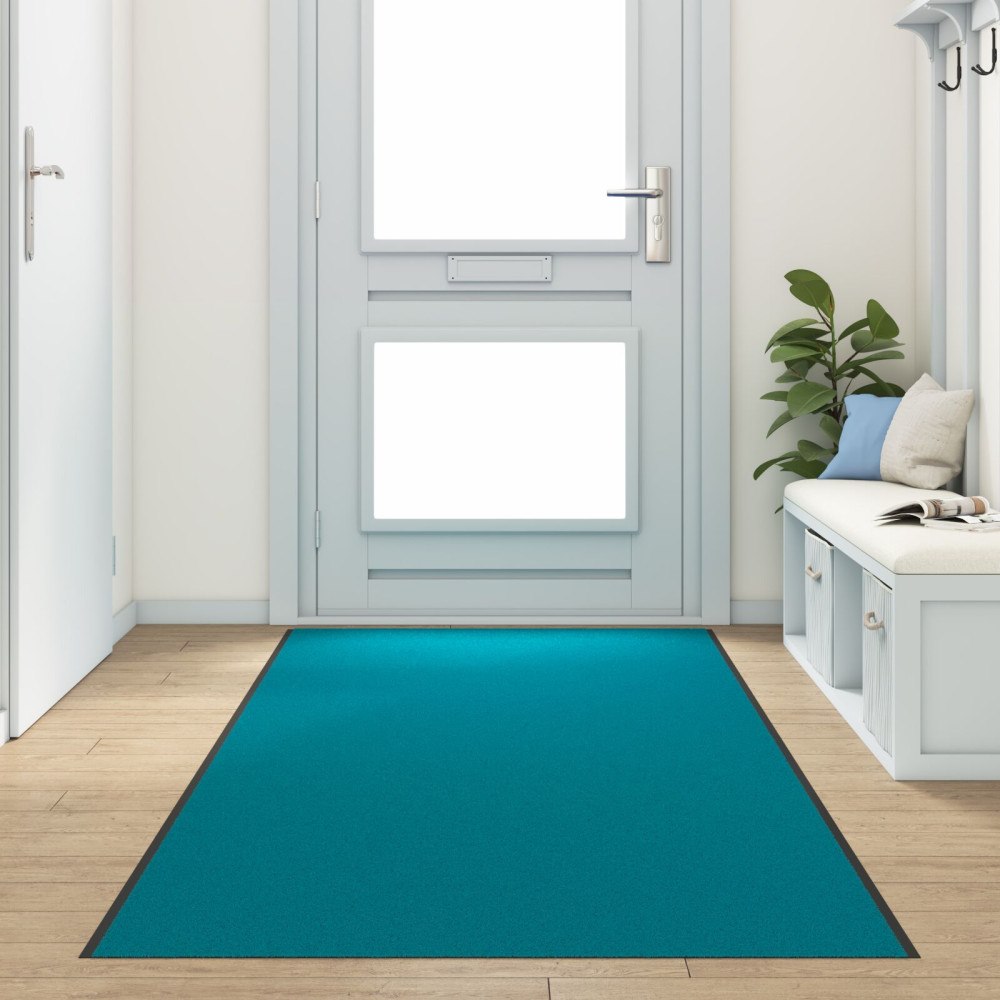 vidaXL Tvättbar Dörrmatta Cyan 120x400 cm
