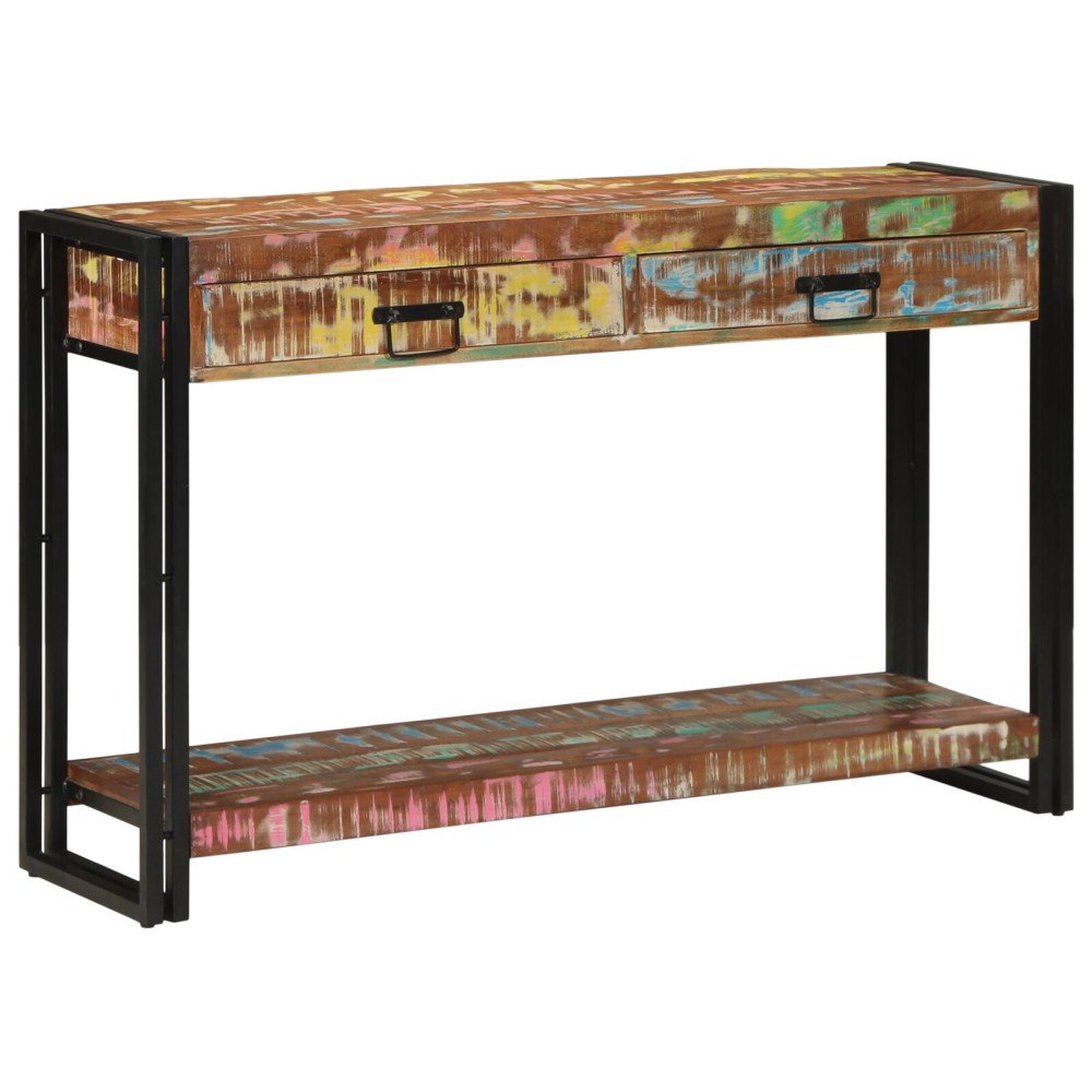 vidaXL Konsolbord Flerfärgad 120x33x75 cm Massivt återvunnet trä