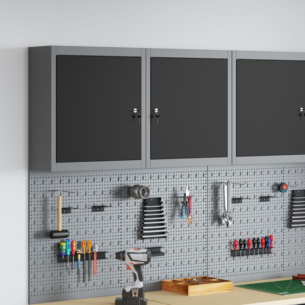 vidaXL Verktygsskåp Väggmonterad Svart 50x20x55 cm Stål