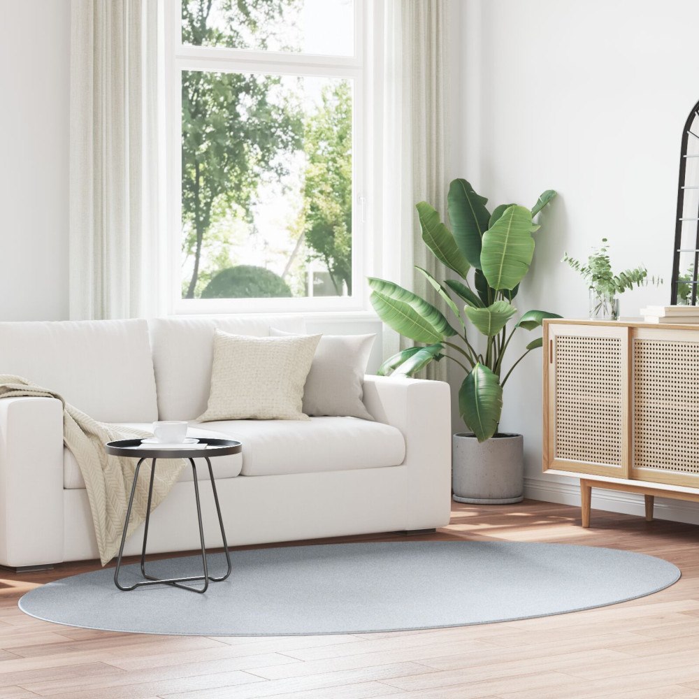 vidaXL Mattor Grå Polyester 160 x 230 cm Områdesmattor Oval Modern