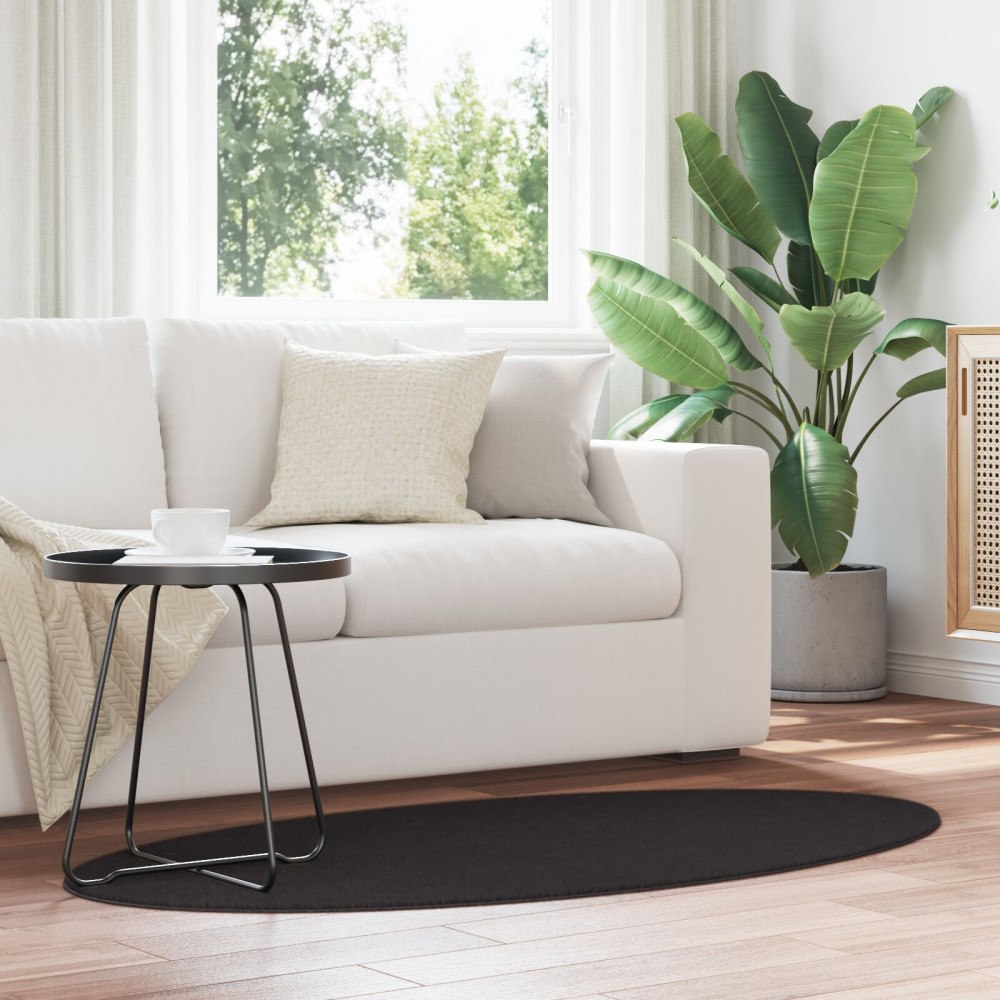 vidaXL Mattor Svart Polyester 80 x 150 cm Halkfri Områdesmatta Rund