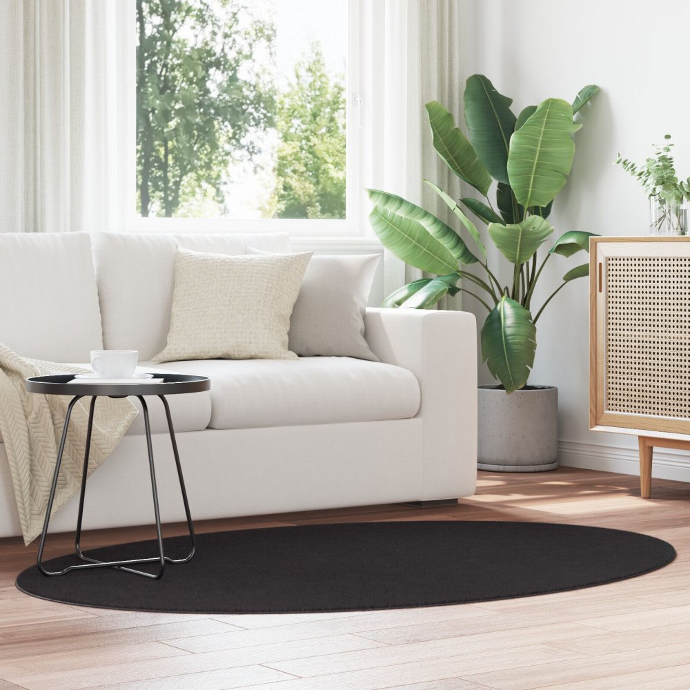 vidaXL Matta "HUARTE" Svart 120x170 cm Oval