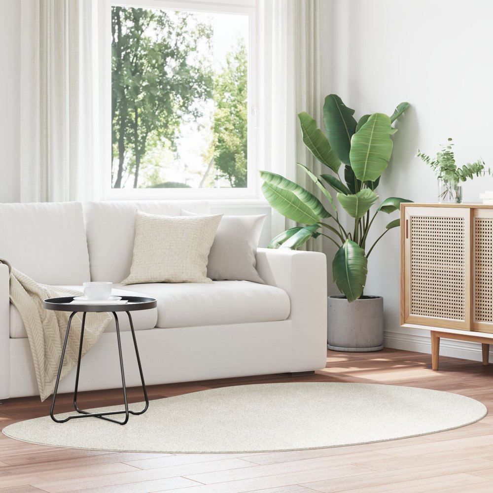 vidaXL Områdesmatta Grädde 140x200 cm Polyester Halkfri