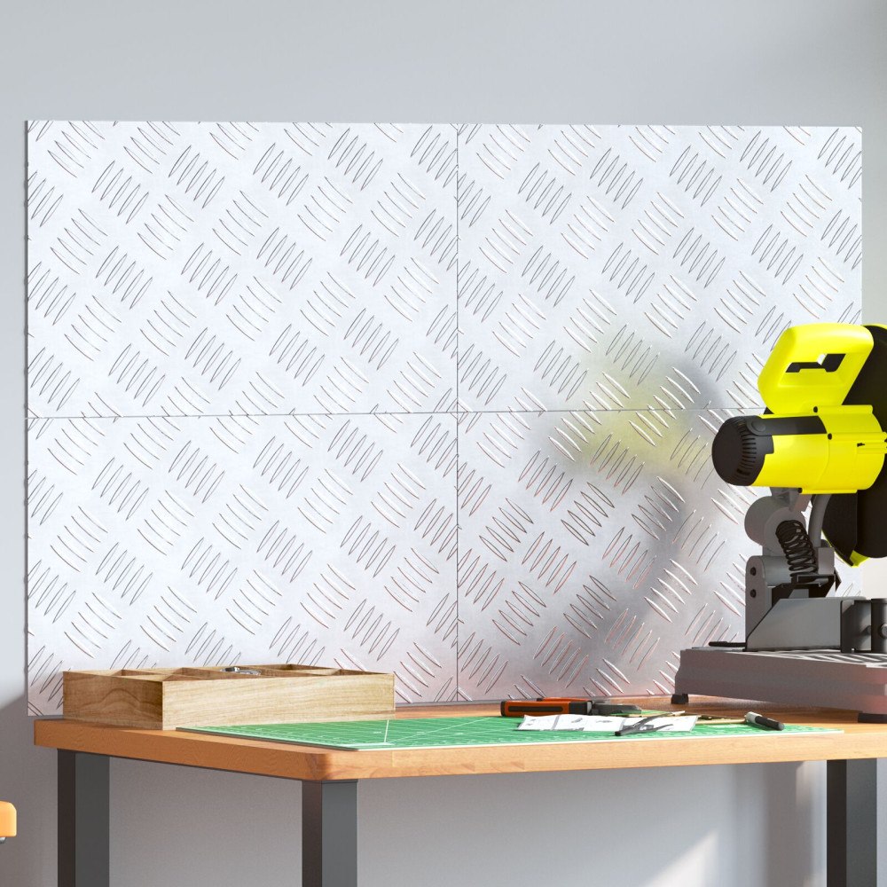 vidaXL Aluminiumplattor med checker-mönster - Set om 4, Halkfria, 50x30 cm