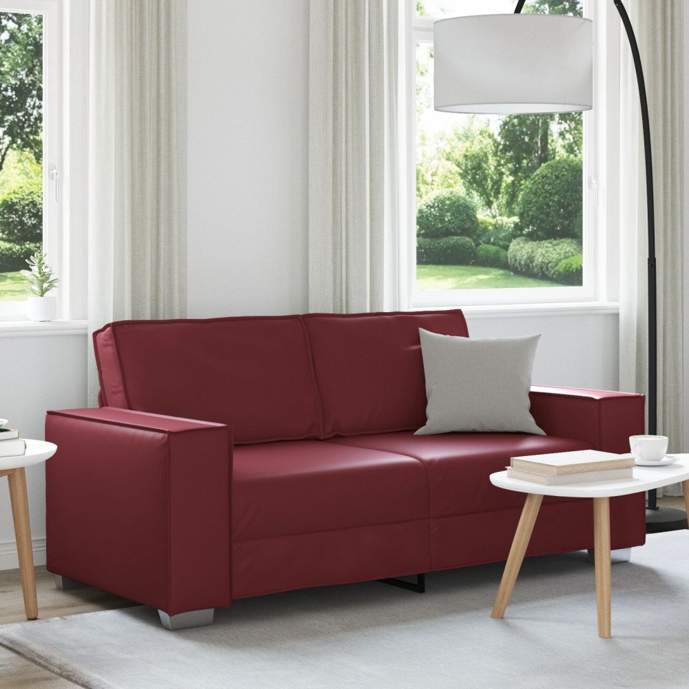 vidaXL Soffa Loveseat Vinröd 140 cm i Konstläder