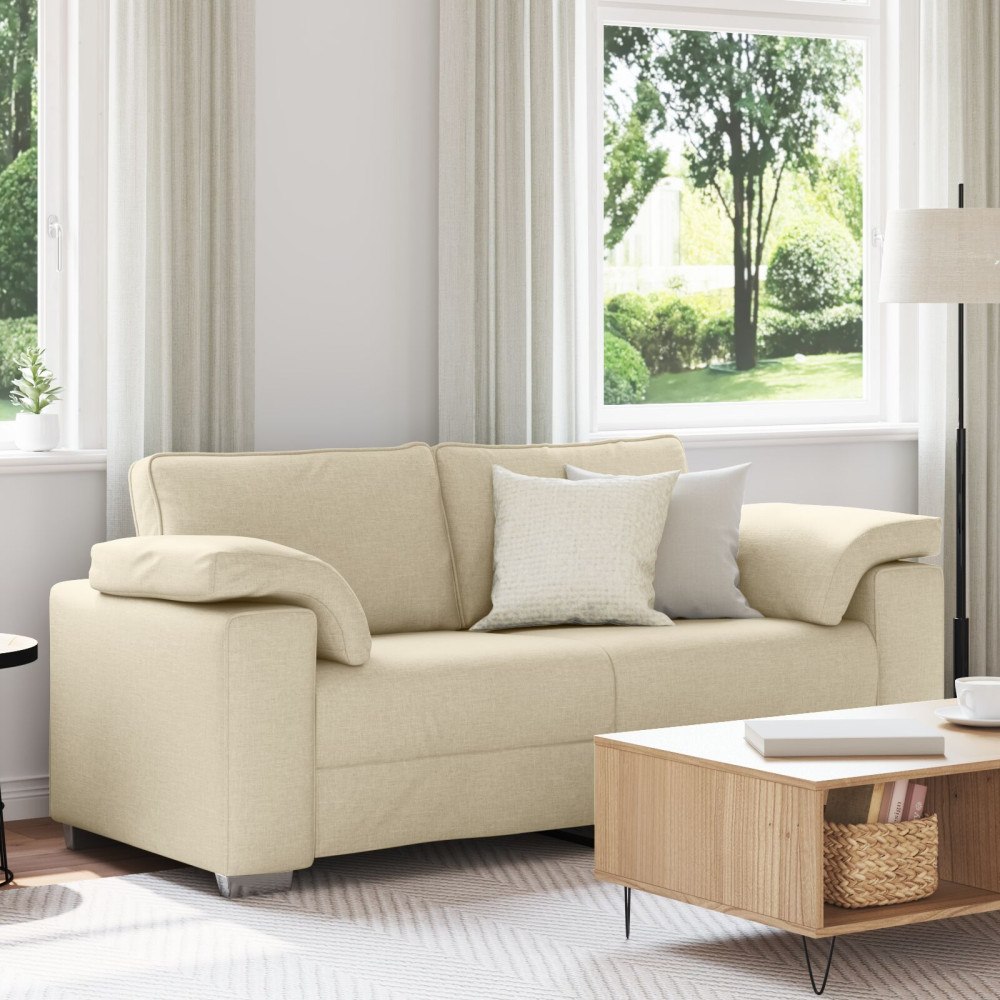 vidaXL Loveseat Soffa Gräddfärgad 140 cm Tyg