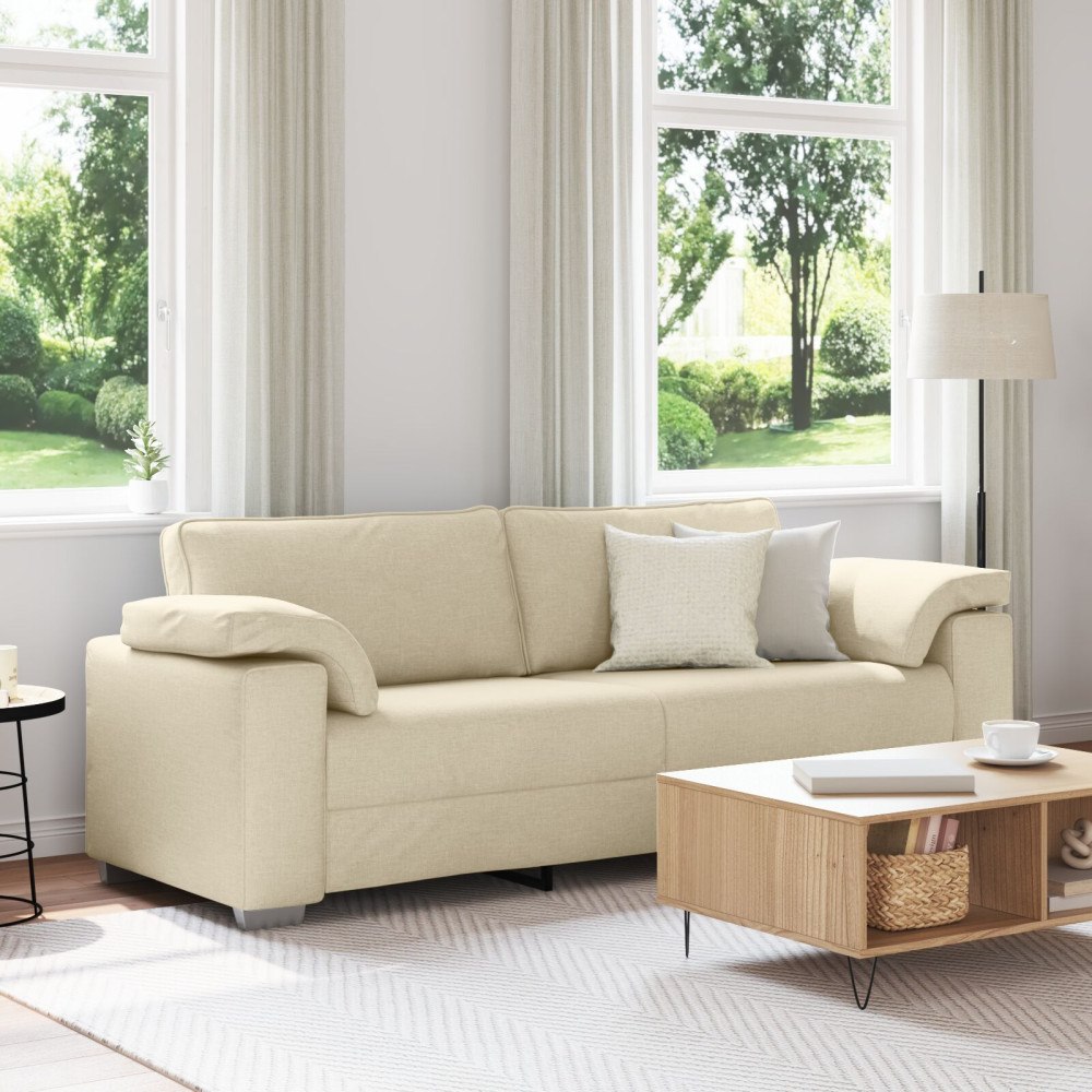 vidaXL 3-sitssoffa i grädde, 178 cm, tyg