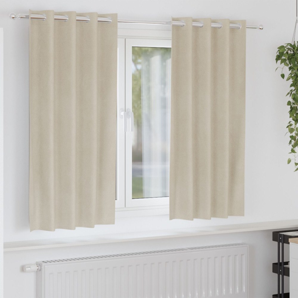 vidaXL Blackout Gardiner med Öglor 2 stycken Grädde Sammet