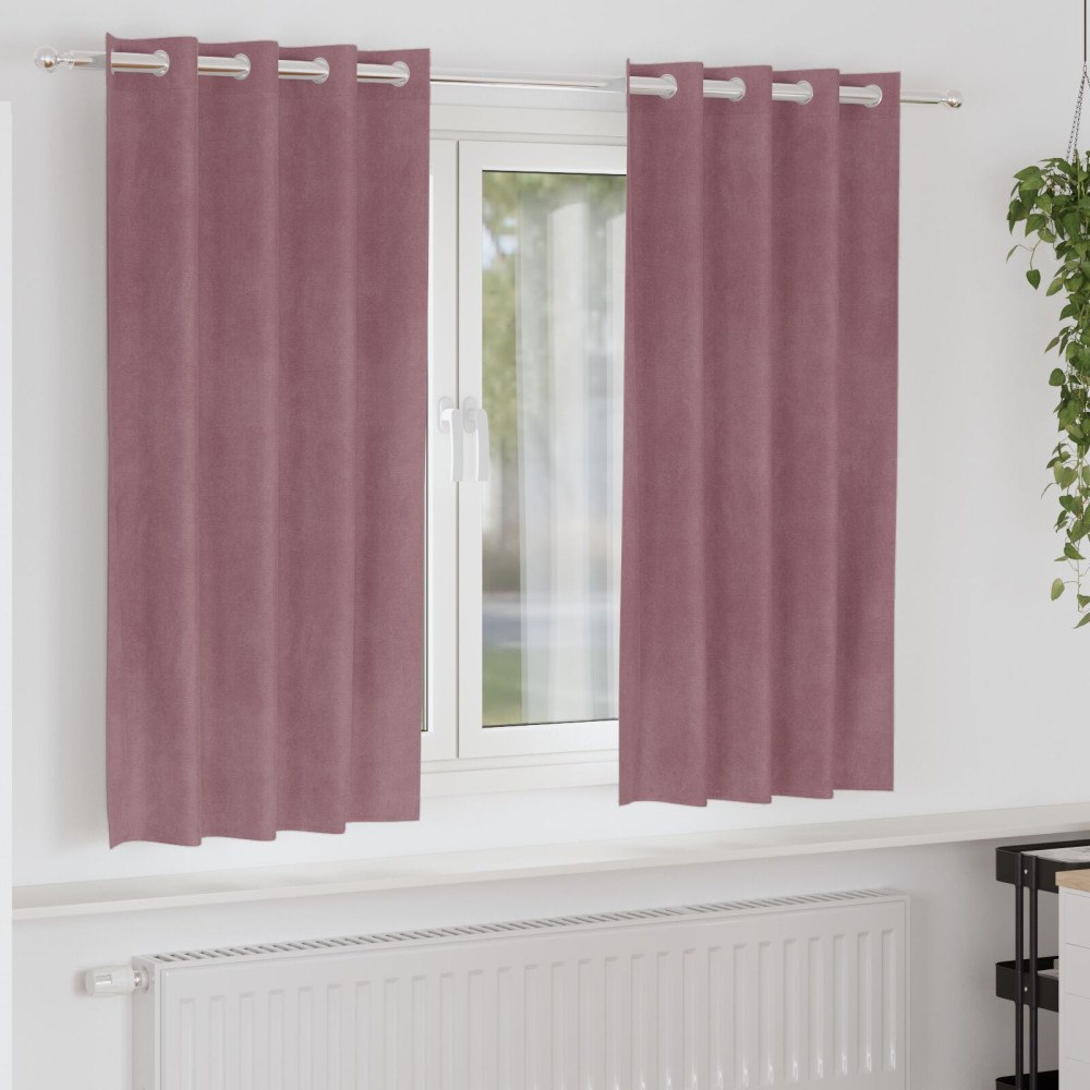 vidaXL Mörkläggningsgardiner med öglor 2 pack Mörkrosa Sammet