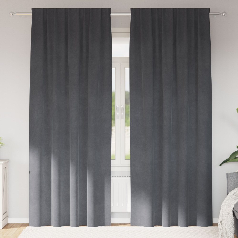 vidaXL Blackout Gardiner med Top Tape 2 st Super Ljusgrå Sammet