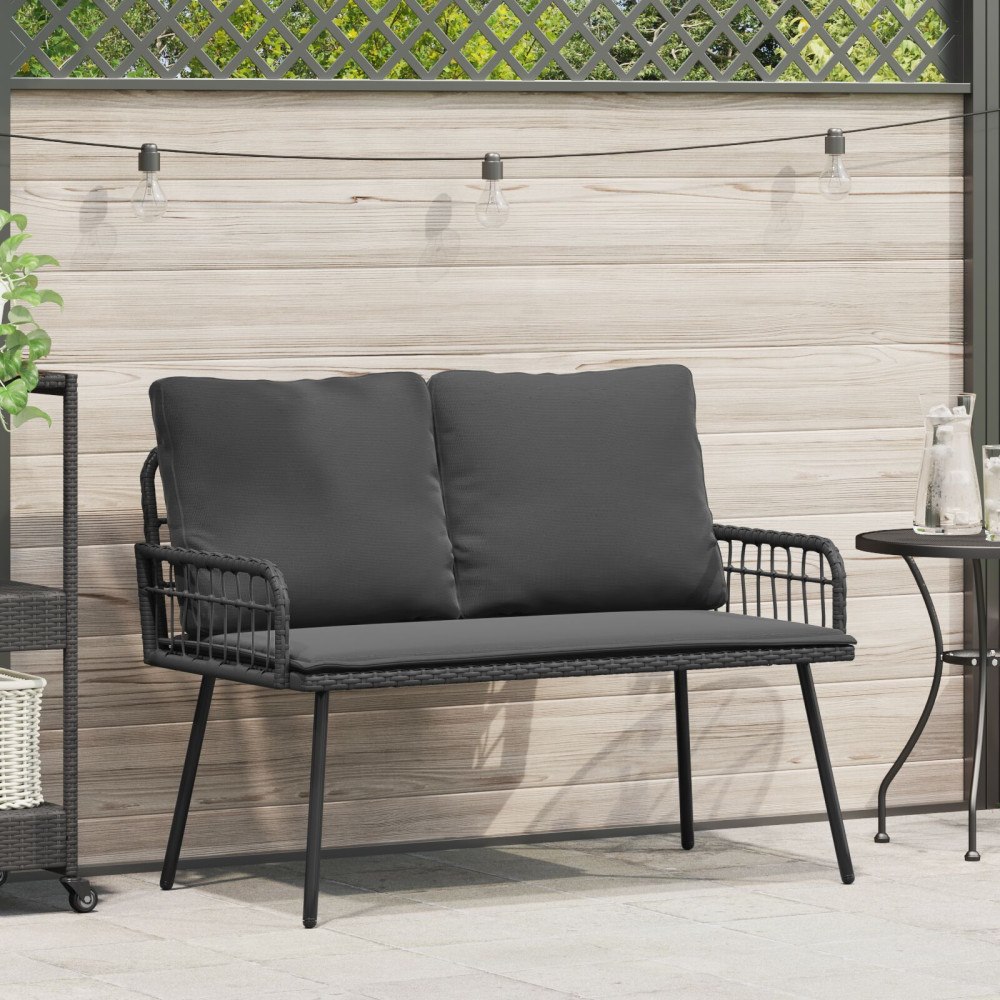 vidaXL Trädgårdsbänk med kudde Grå 114 x 64 x 78cm Metall