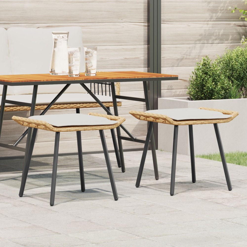 vidaXL Trädgårdsstolar 2 st Naturliga 50x40x45 cm Poly Rattan