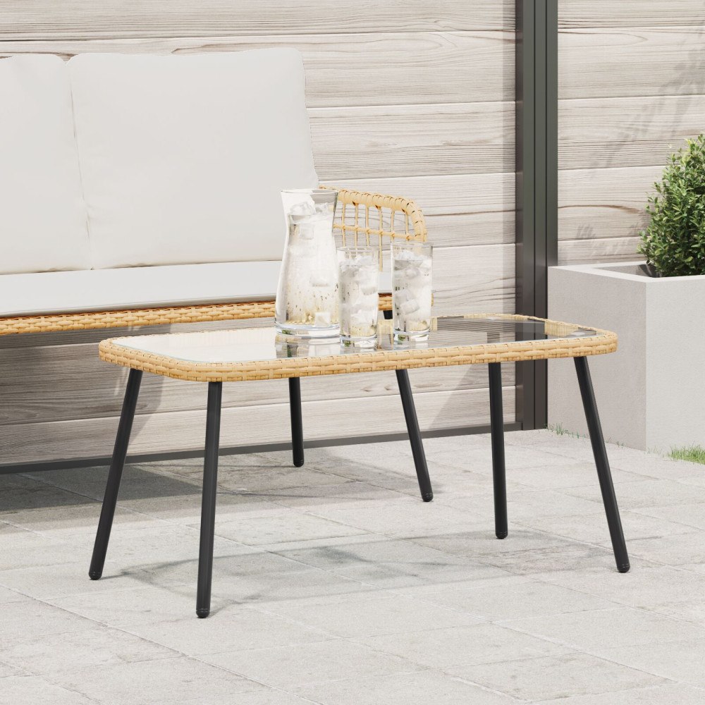 vidaXL Kaffe Bord Naturligt 90x45x43 cm Poly Rattan