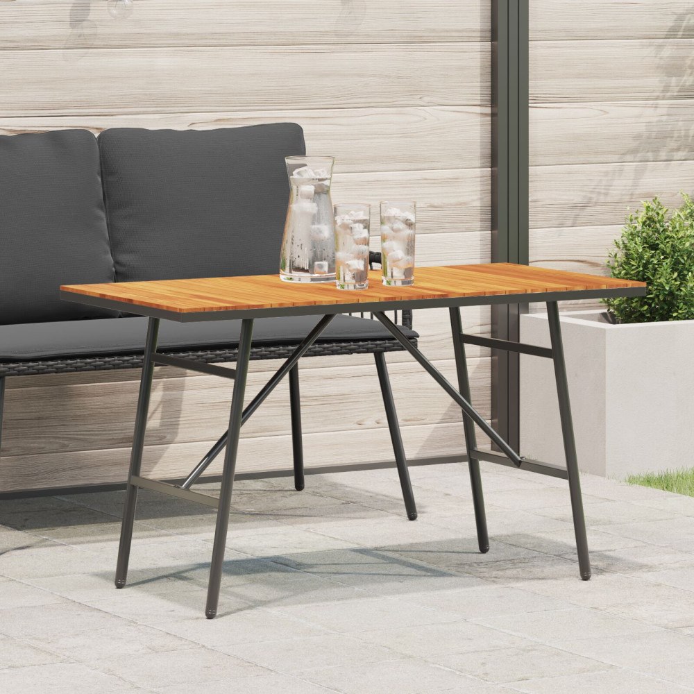 vidaXL Matbord - Svart, 110x55x62 cm, Gjort av massivt akaciaträ