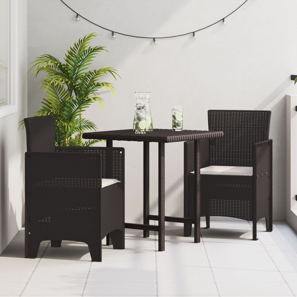 vidaXL Trädgård Stol 2 pcs Brun 53 x 49 x 85 cm PP