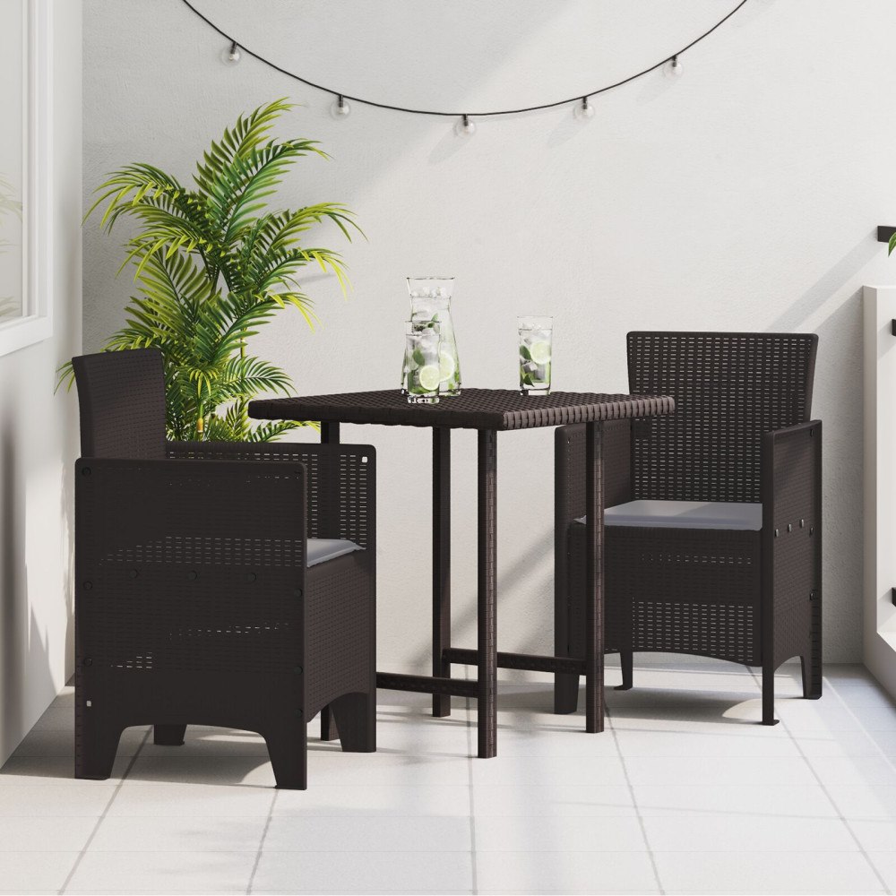 vidaXL Trädgård Stol 2 pcs Brun 53 x 49 x 85 cm PP