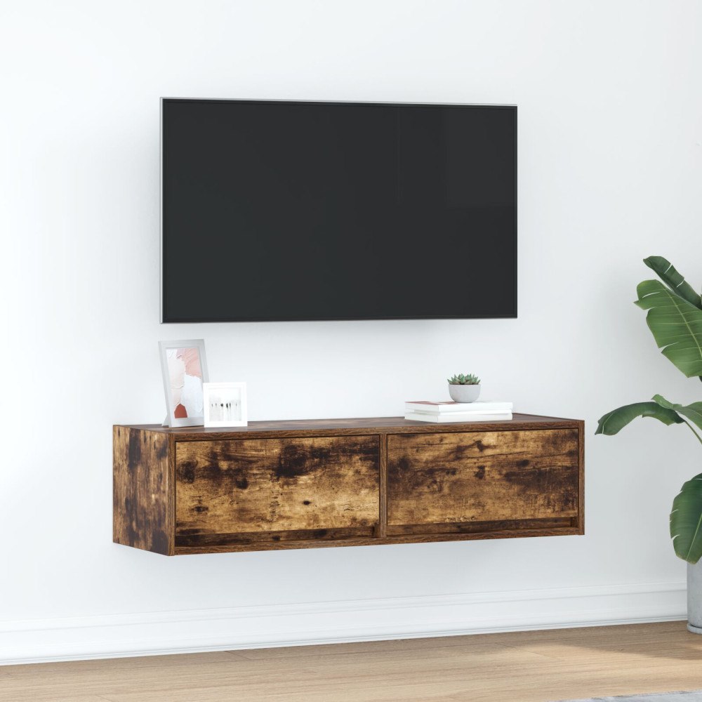 vidaXL TV-bänk Rökt Ek 100x31x25,5 cm Konstruerat trä