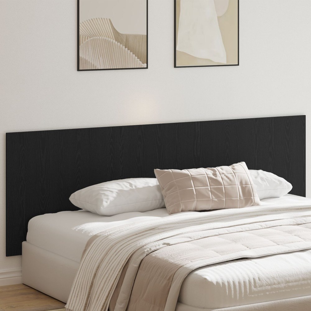 vidaXL Svart ek väggsänggavel 240x1.5x80 cm Tillverkad av konstruerat trä