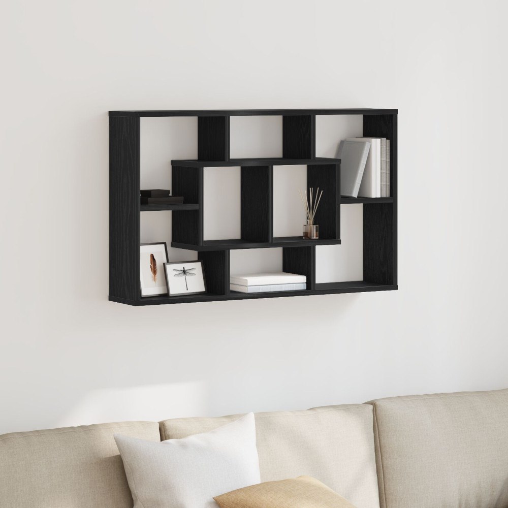 vidaXL Vägg hylla med hylla Svart ek 85 x 16 x 52.5 cm Konstruerat trä