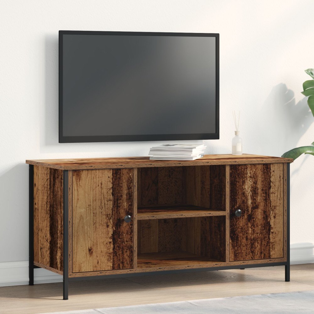 vidaXL TV-bänk Gamla trä 100x40x50 cm Konstruerat trä och Stål