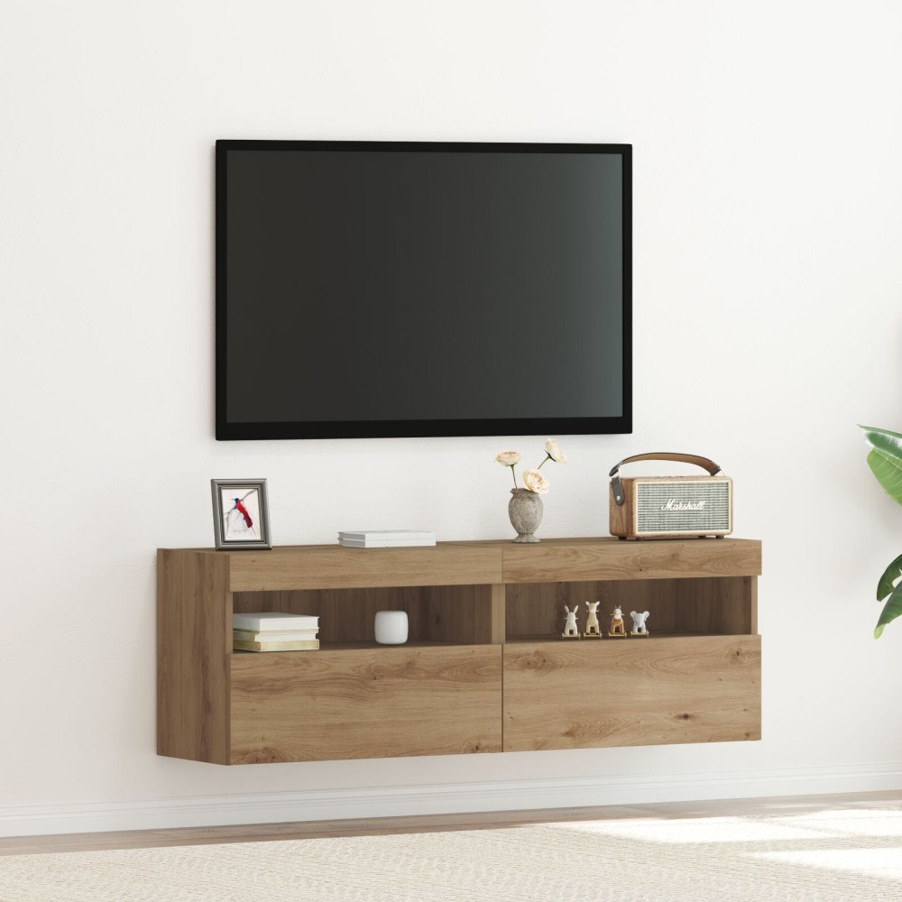 vidaXL TV Vägskåp med LED-lampor 2 st Artisan Ek 60x30x40 cm