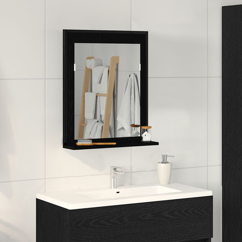 vidaXL Badrumsspegel svart ek 50x12x60 cm konstruerat trä