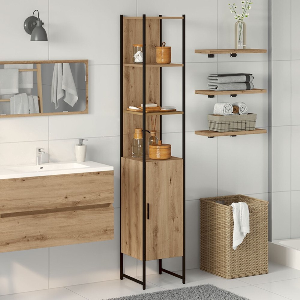 vidaXL Badrumsskåp artisan ek 33x33x185,5 cm konstruerat trä