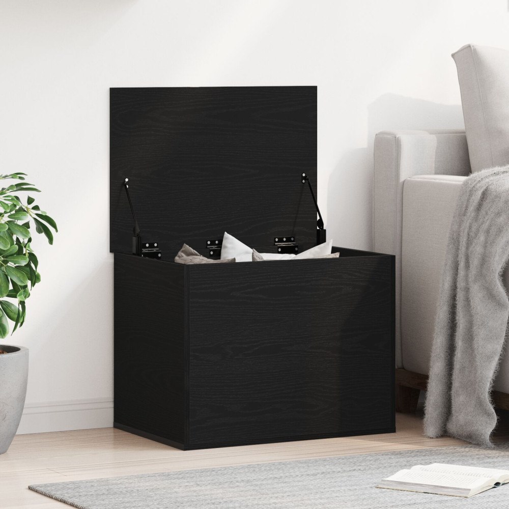 vidaXL Förvaringslåda med Lock Svart Ek 60x42x46 cm Konstruerat Trä