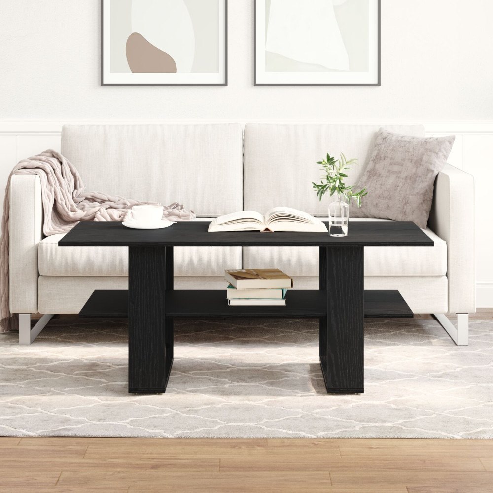 vidaXL Kaffeebord Svart Ek 102x55x42 cm Konstruerat trä