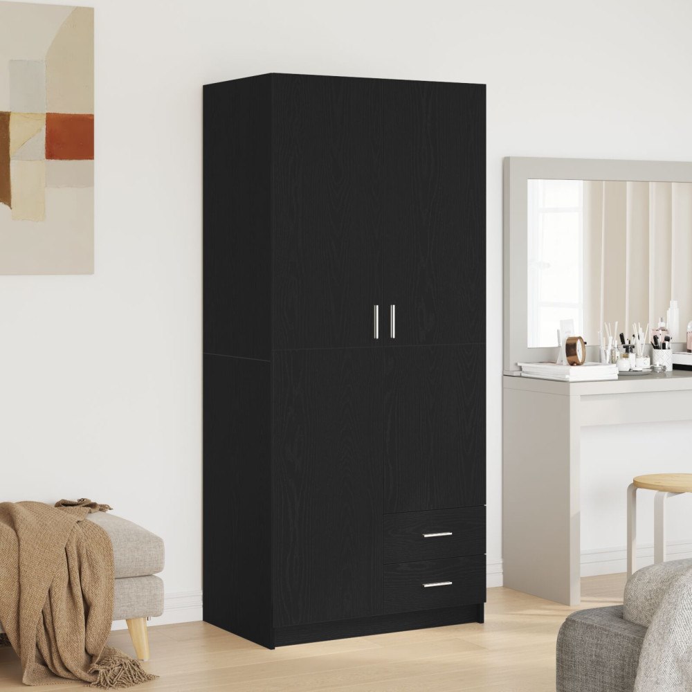 vidaXL Skåp Svart Ek 80x52x180 cm Konstruerat trä