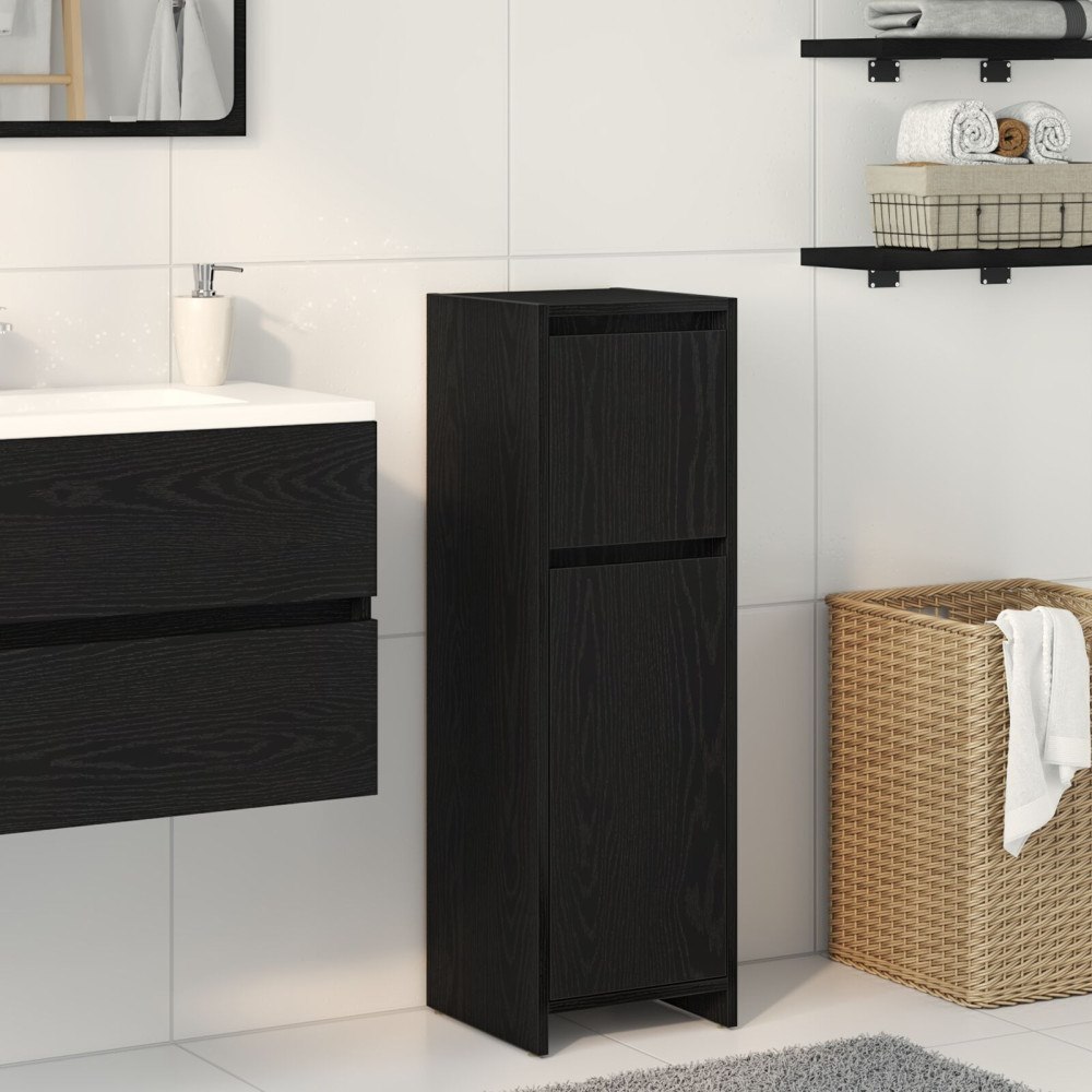 vidaXL Badrumsskåp svart ek 30x30x95 cm konstruerat trä