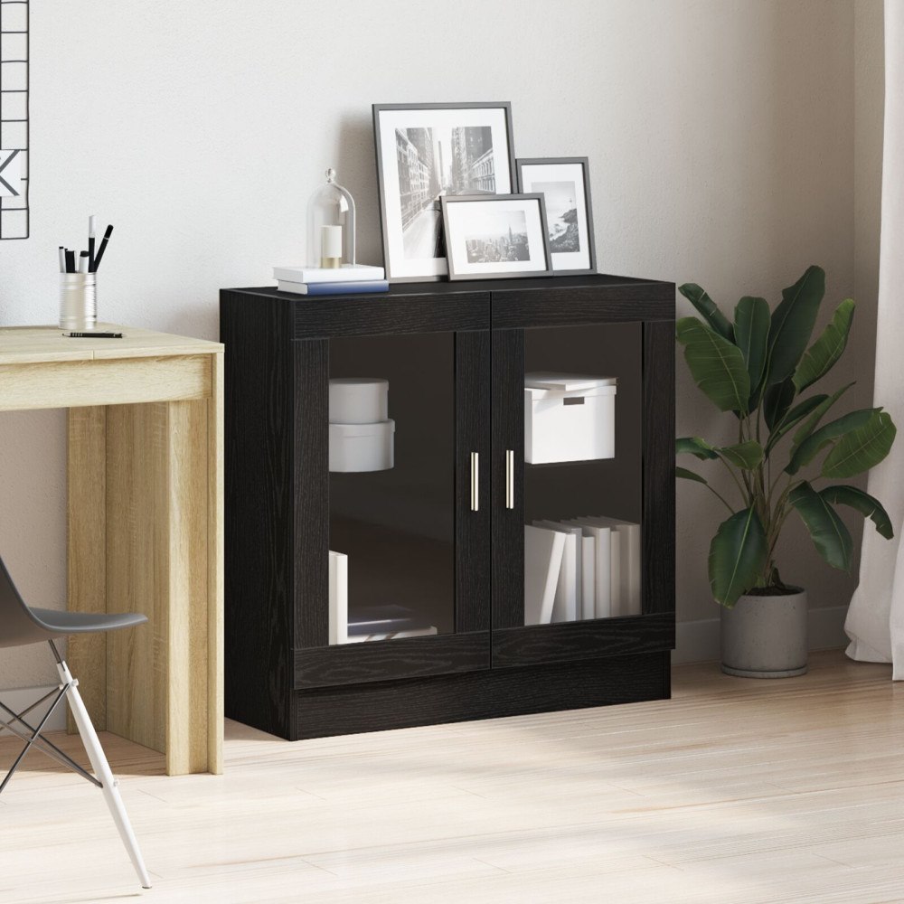 vidaXL Bokhylla Svart Ek 82,5x30,5x80 cm Ingenjörsträ
