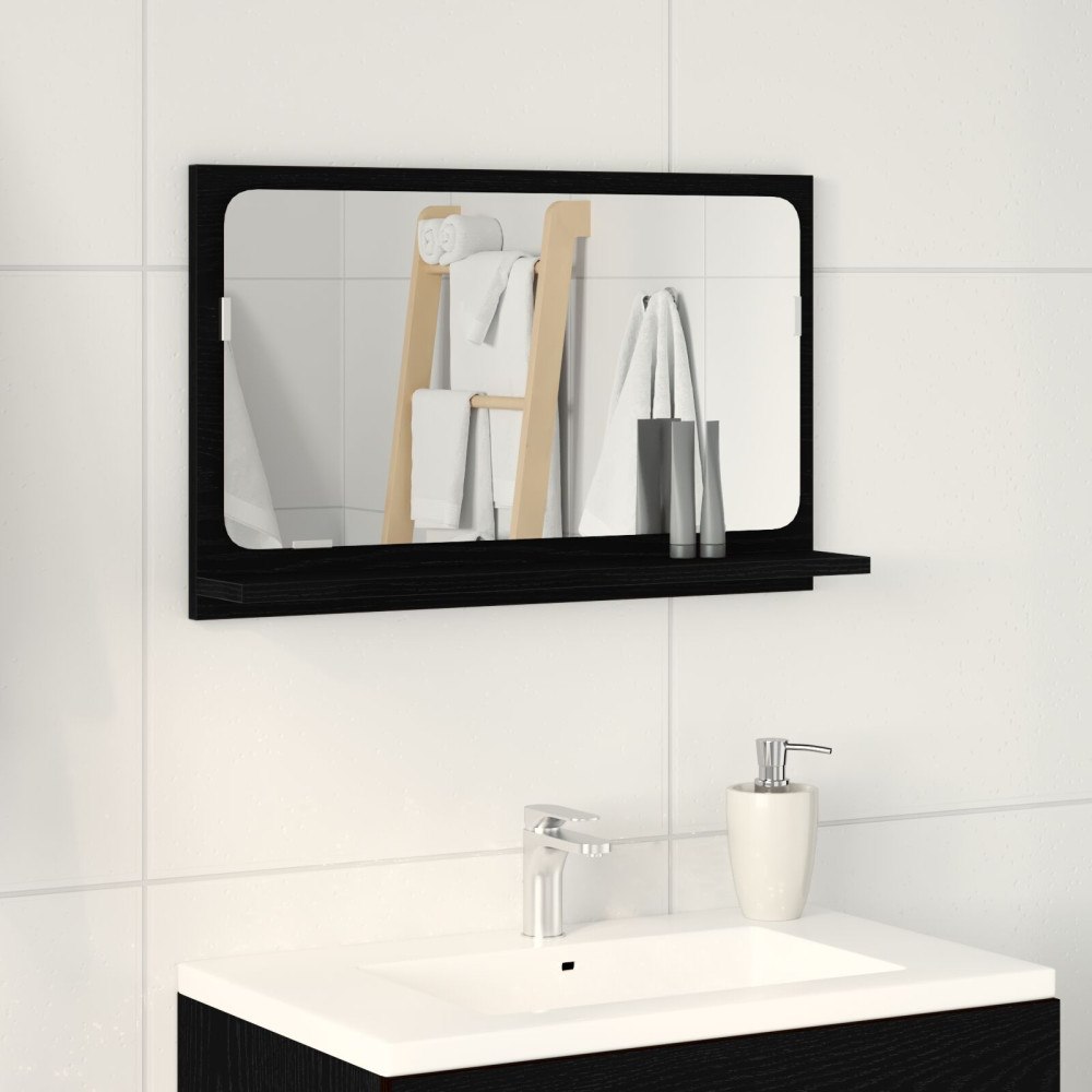 vidaXL Badrumsspegel Svart Ek 60x10,5x37 cm Ingenjörsträ