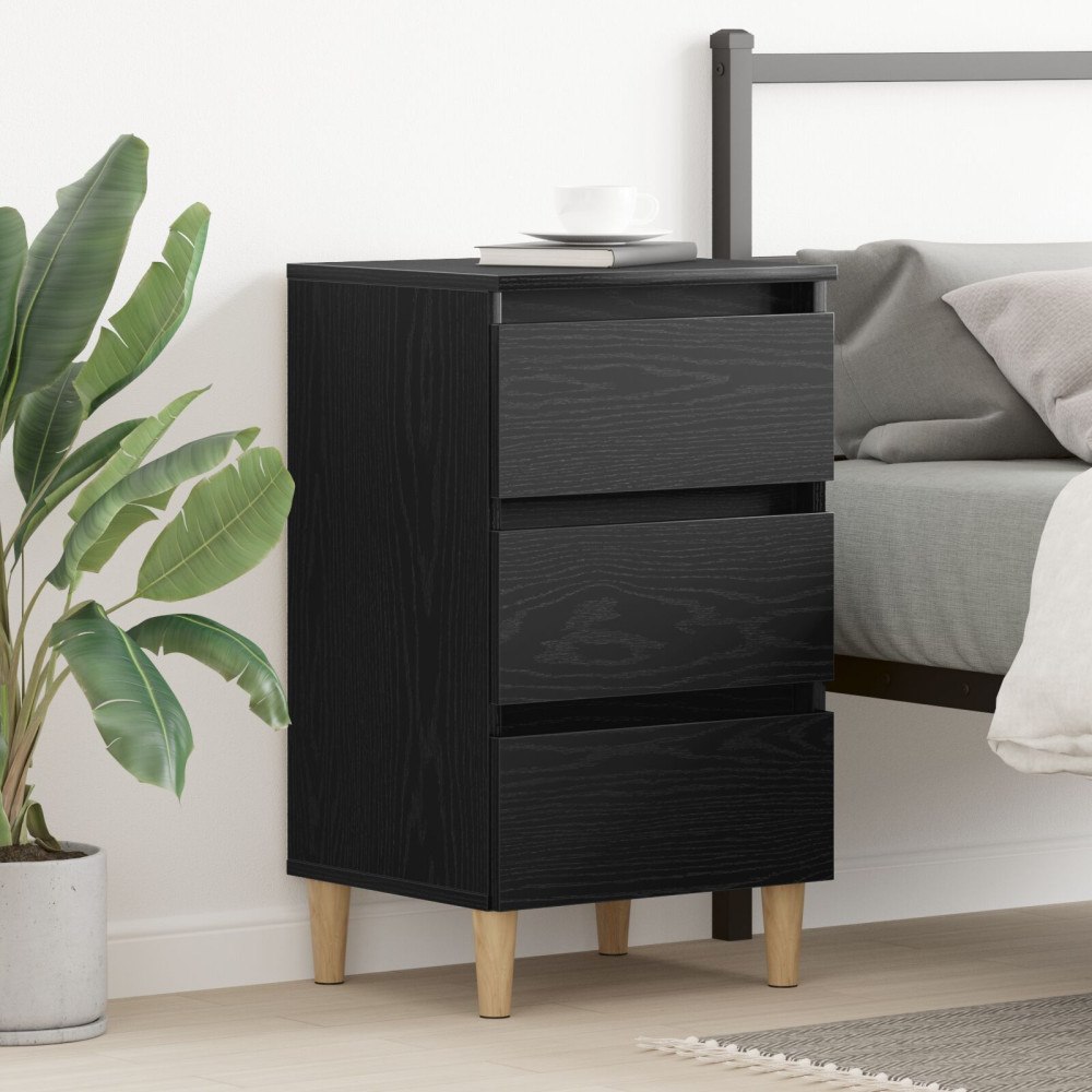 vidaXL Sängbord med träben svart ek 40x35x69 cm