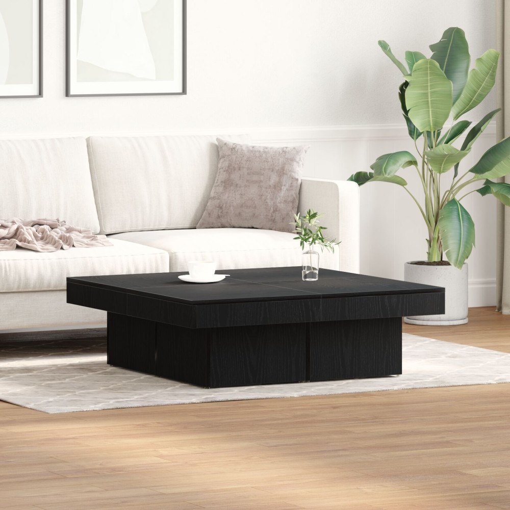 vidaXL Kaffeebord Svart Ek 90x90x28 cm Ingenjörsträ