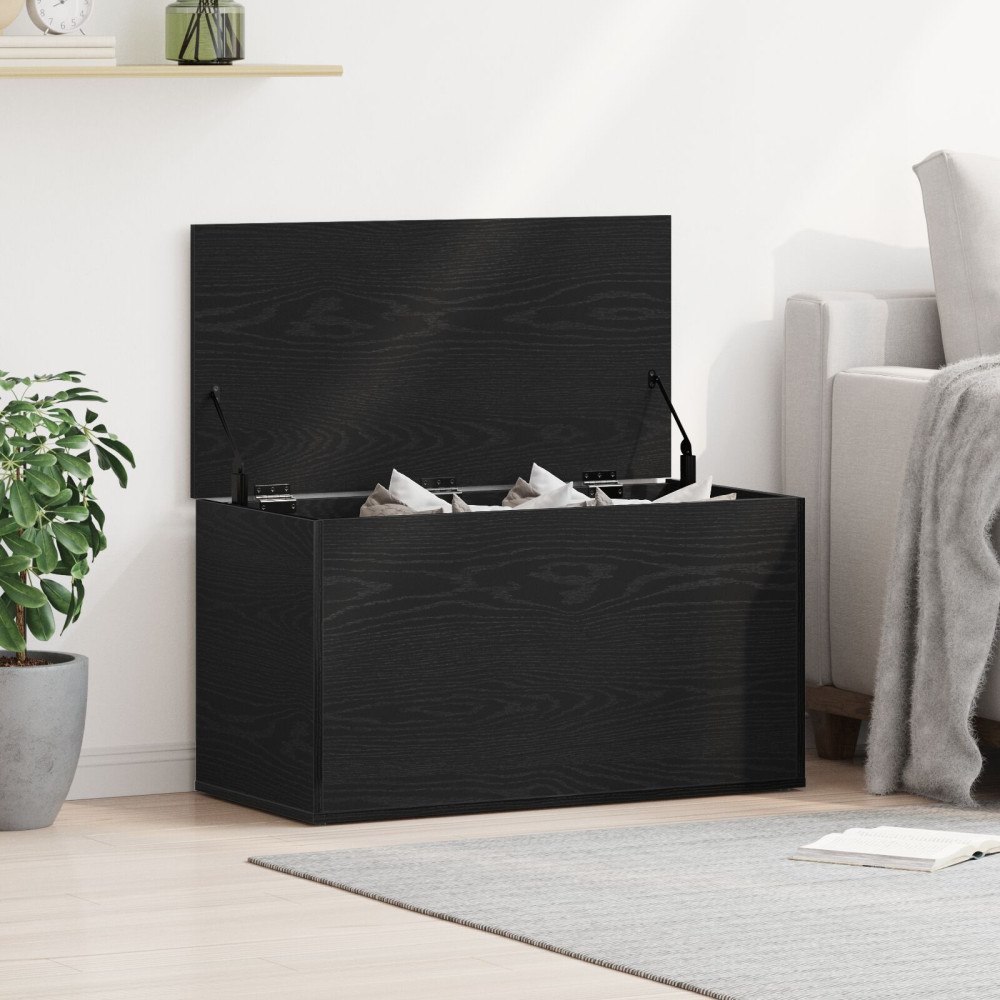 vidaXL Förvaringskista i Svart Ek 84x42x46 cm i konstruerat trä
