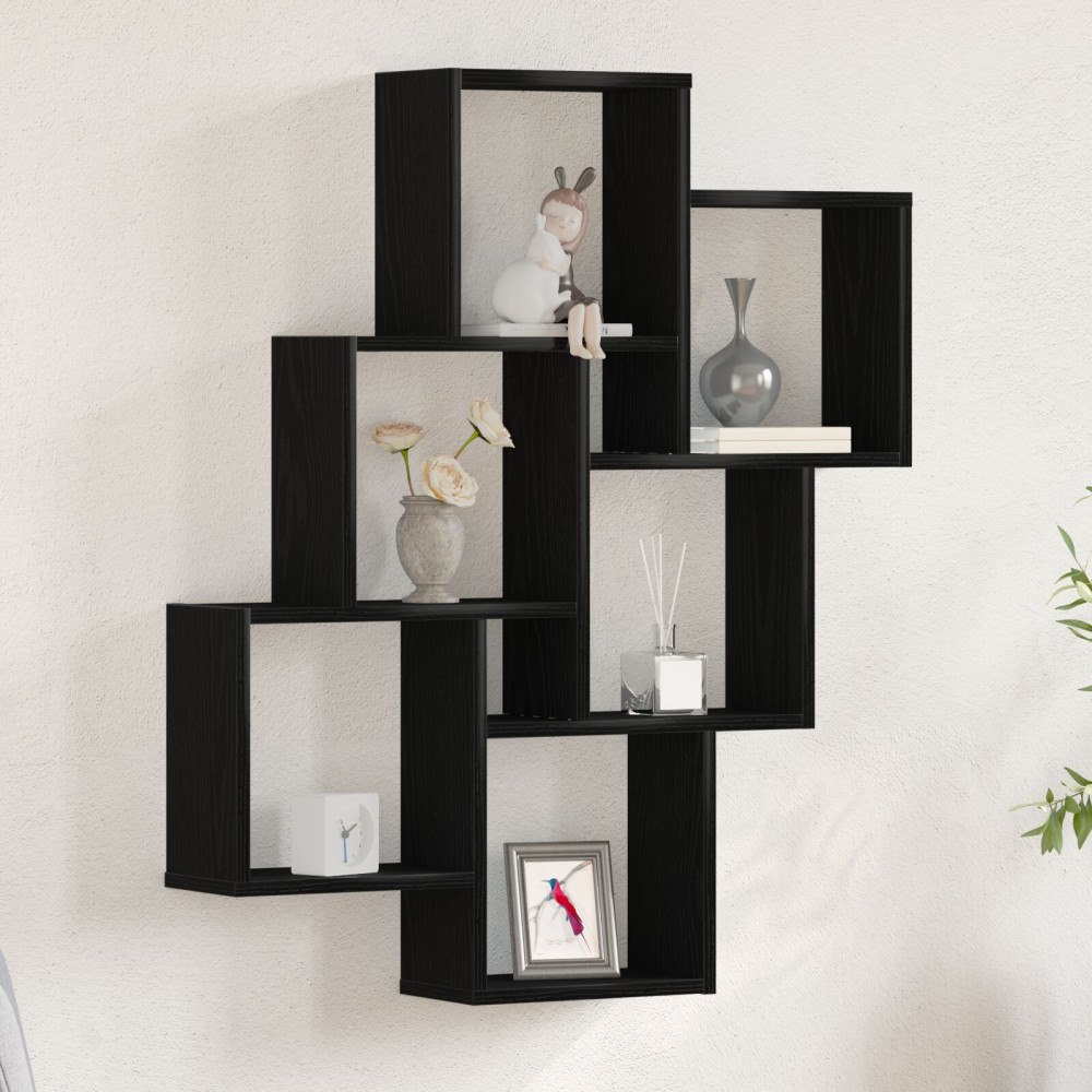 vidaXL Väggskåp Svart Ek 78x15x92 cm Ingenjörsträ