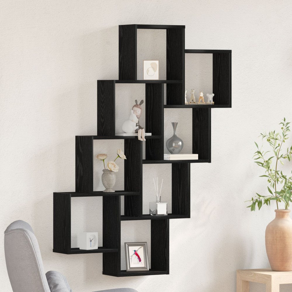 vidaXL Väggskåp svart ek 90x15x119,5 cm konstruerat trä