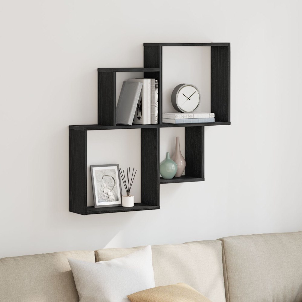 vidaXL Väggskåp Svart Ek 80x15x78,5 cm Konstrott