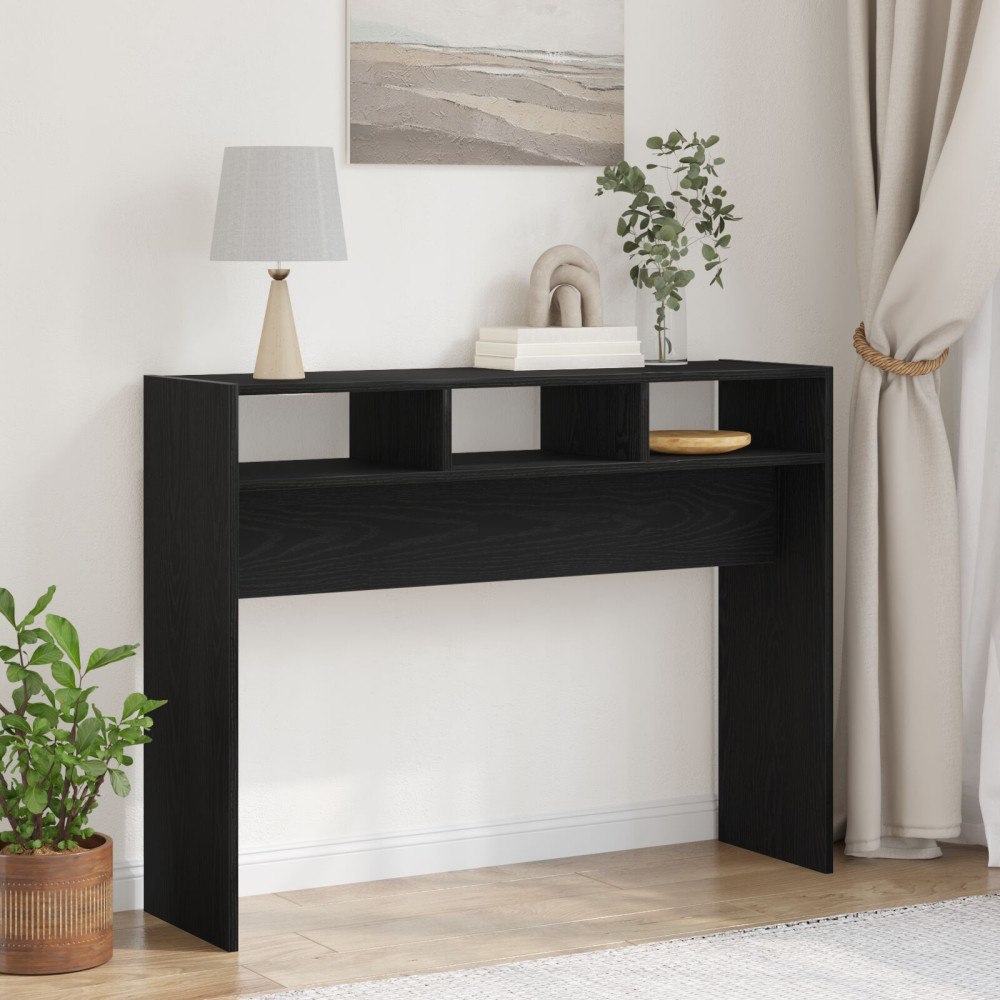 vidaXL Konsolbord Svart Ek 105x30x80 cm Ingenjörsträ