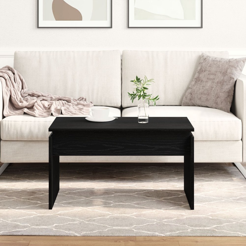 vidaXL Kaffeebord Svart Ek 68x38x50 cm Ingenjörsträ