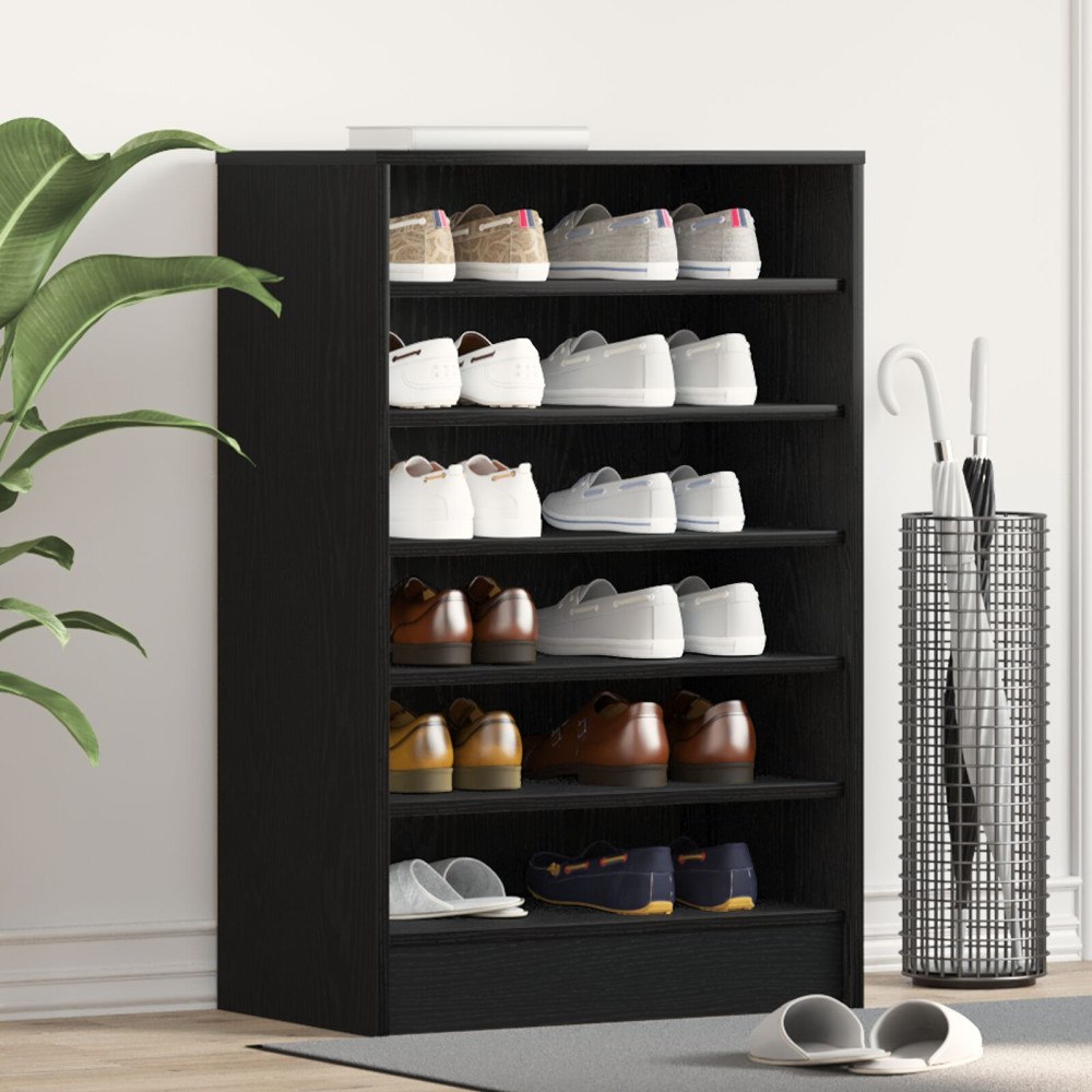 vidaXL Skohybrid Svart Ek 60x35x92 cm Byggt av trä