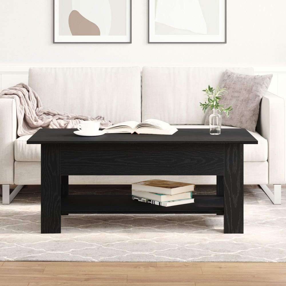 vidaXL Kaffeebord Svart Ek 102x55x42 cm Tillverkat av Trä