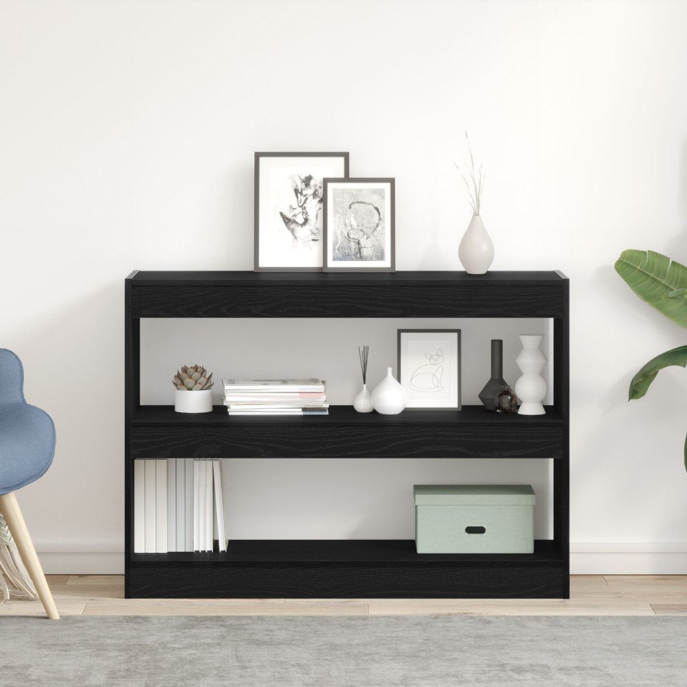 vidaXL Bokhylla/Avdelare Svart Ek 100x30x72 cm Konstruerat trä