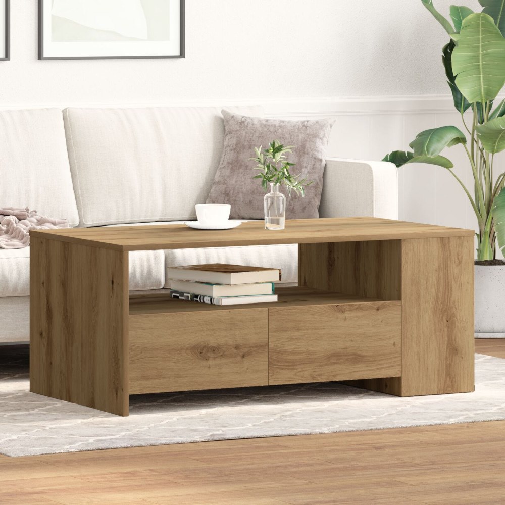 vidaXL Kaffeebord - Hantverks ek - 102x55x43.5 cm - Tillverkat av konstruerat trä